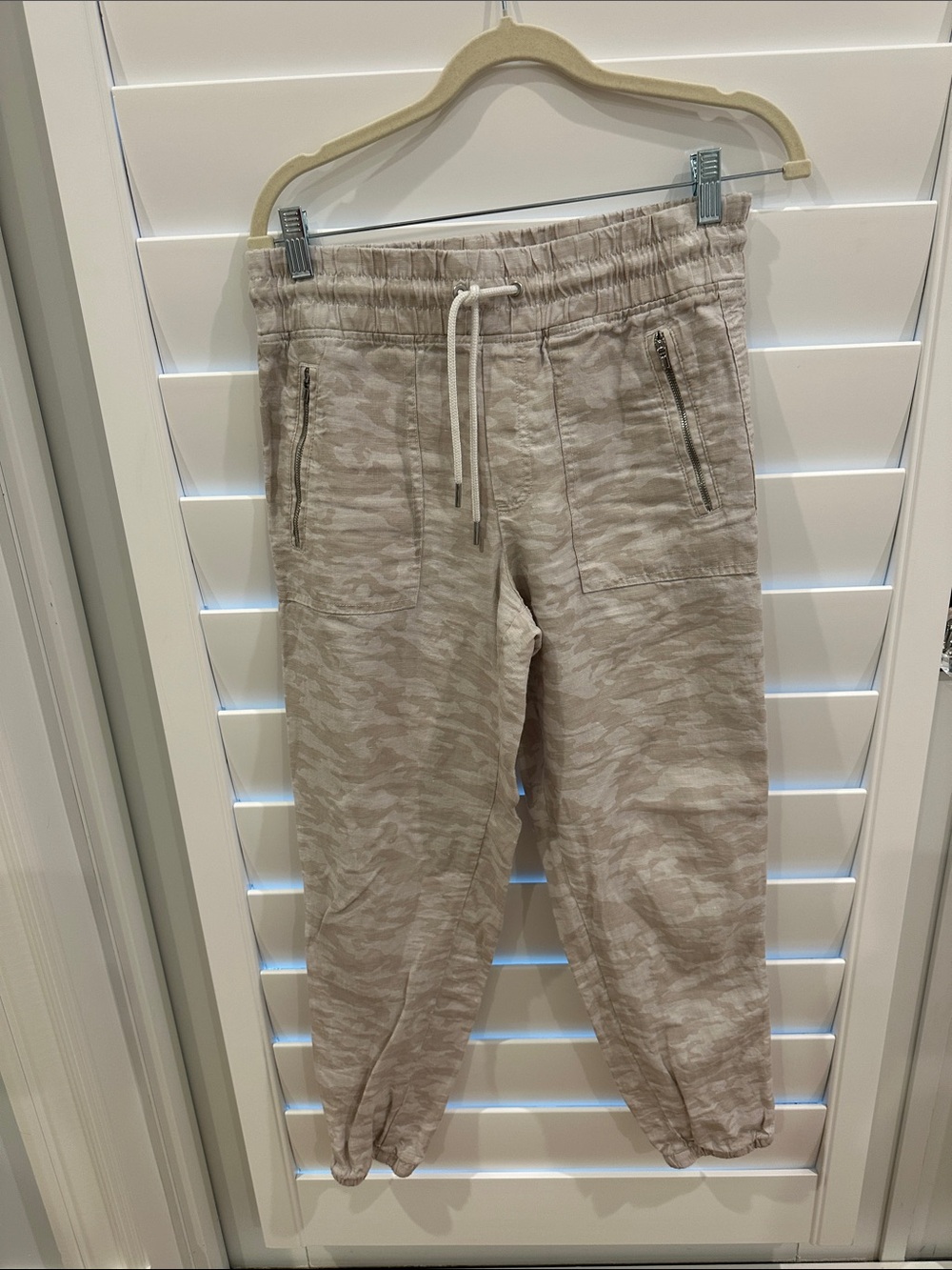 Athleta Cabo Tide Linen Jogger Pants Camo Pattern Size 6